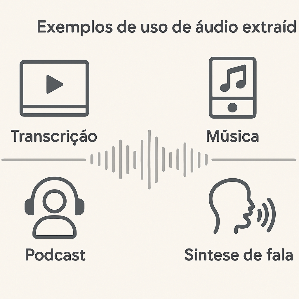 Imagem de exemplos de uso de áudio extraído